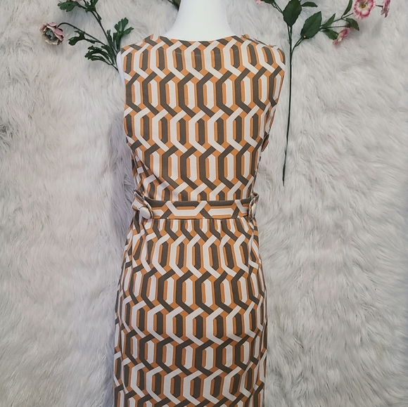3/$20- Banana republic orange white and green geometric retro inspired dress - Picture 2 of 5